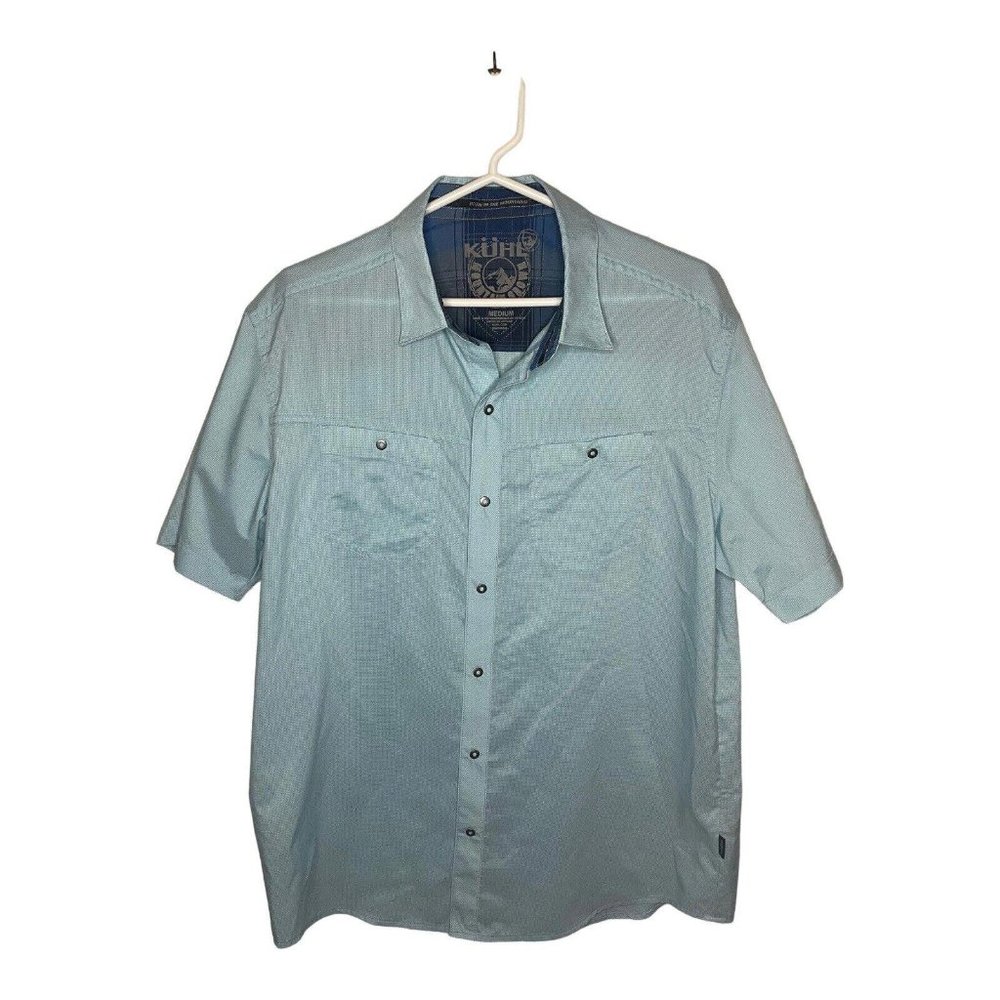 Kuhl Button Down Short Sleeve Shirt Men’s Size Medium Blue Hiking Outdoor